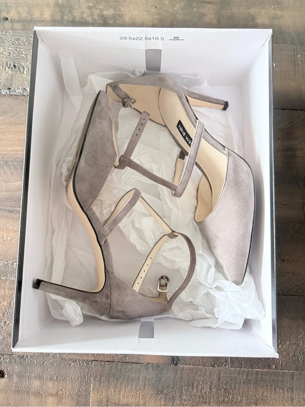 Nine West Cintia Strappy Heels - Gray Suede - Sz 6
